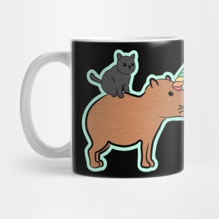 Cat Riding A Capybara Unicorn Mug